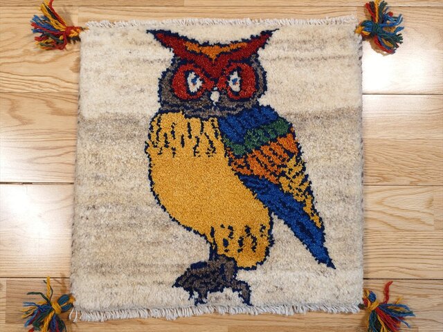 ペルシャ ギャッベ ミニマット ラグ 39.5x40㎝ フクロウ T5815 | iichi