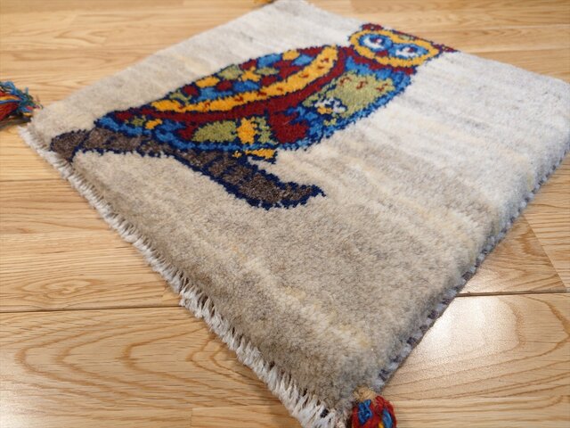 ペルシャ ギャッベ ミニマット ラグ 40x39㎝ フクロウ T5836 | iichi