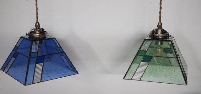 ベネチアンガラス調★美品★フロアスタンド★アンティークランプ★エンジェル★青系 light1738201289.jpg