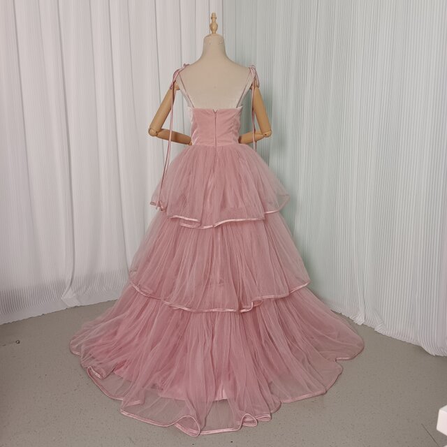 ピンク キャミソール カラードレス プリーツスカート お色直し 結婚式