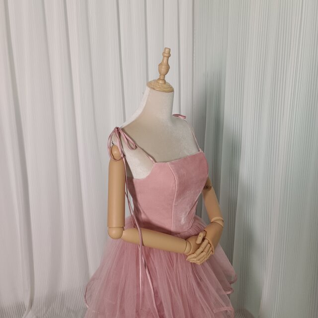 ピンク キャミソール カラードレス プリーツスカート お色直し 結婚式