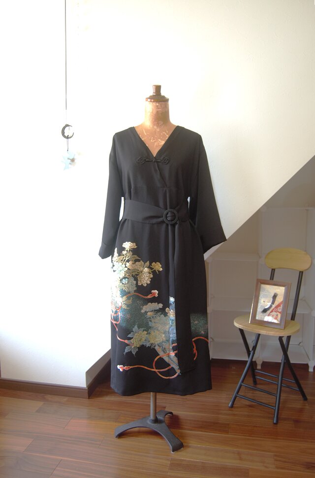 展示品 牡丹の花束 留袖ドレス＊ロングペチコート付き 着物