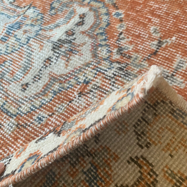 ※みに　サンセットオレンジ　 195×111 トルコヴィンテージラグ サンセットオレンジ 濃淡 212×110 メダリオン トルコ