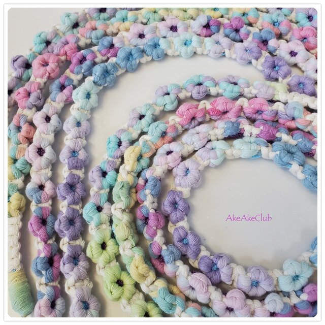 スマホショルダー＊夢色紫陽花＊マクラメコットン