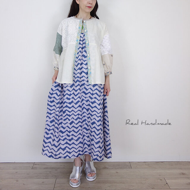 Wafu リネン ドレス チロ used wafuバックリボン 花柄切替 リネン