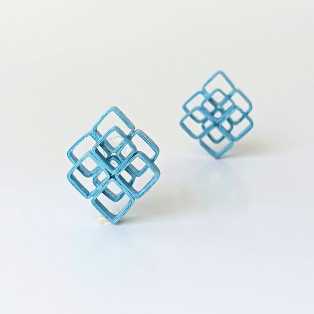 軽い紙製・大ぶり紫陽花イヤリング(ピアス)　夏の涼しげ爽やかなシンプルアクセサリー　金属アレルギー対応