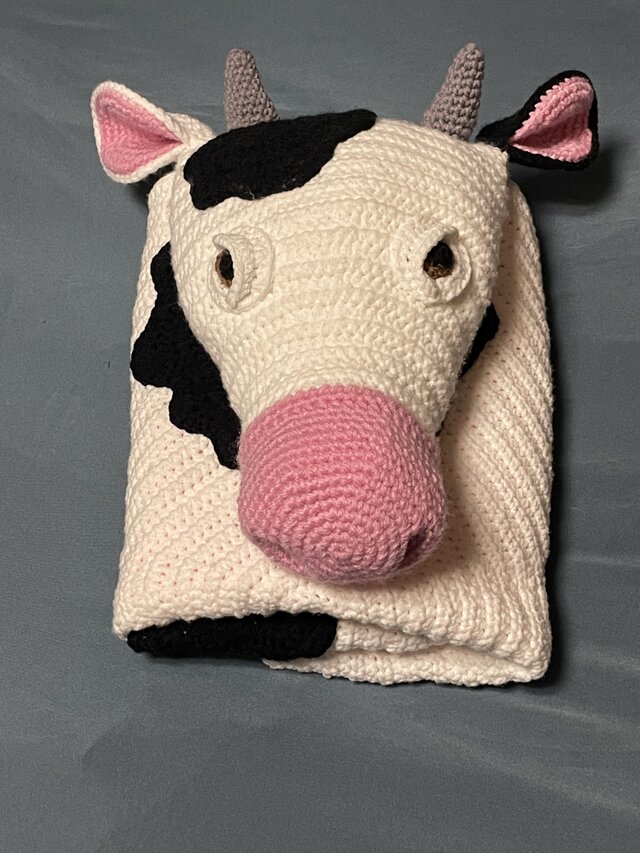 かぎ針編み動物ホルスタインラグマット(両面)【インテリア】デコレーション【座布団】【敷物】