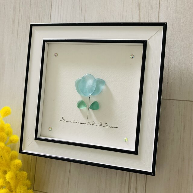 シーグラスアート 癒しの光 花 海の宝石 ガラス細工 インテリア