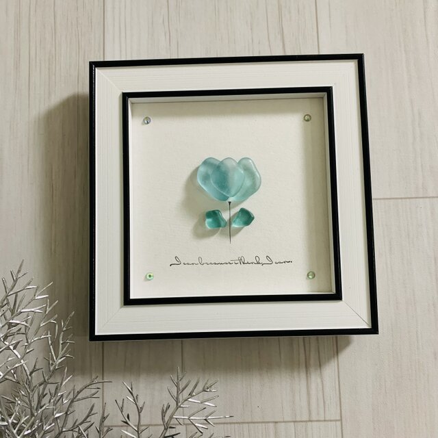 シーグラスアート 癒しの光 花 海の宝石 ガラス細工 インテリア雑貨