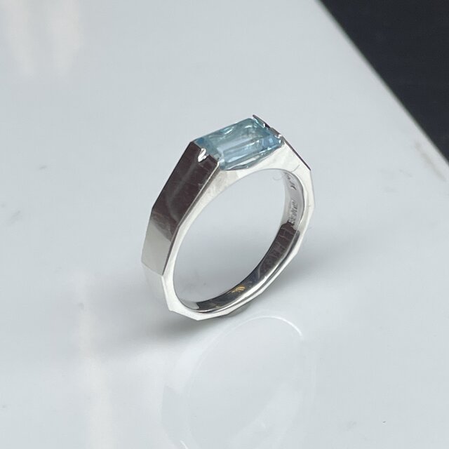 アクアマリン エメラルドカット リング アクアマリン エメラルドカット 1.1ct 印台 シルバーSV925リング