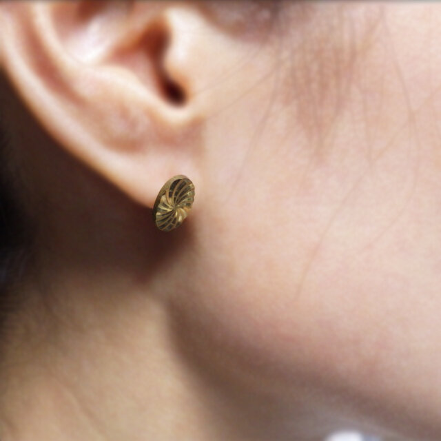 Vintage brass × seashell beads 14kgfピアス Eyes <a024-ear