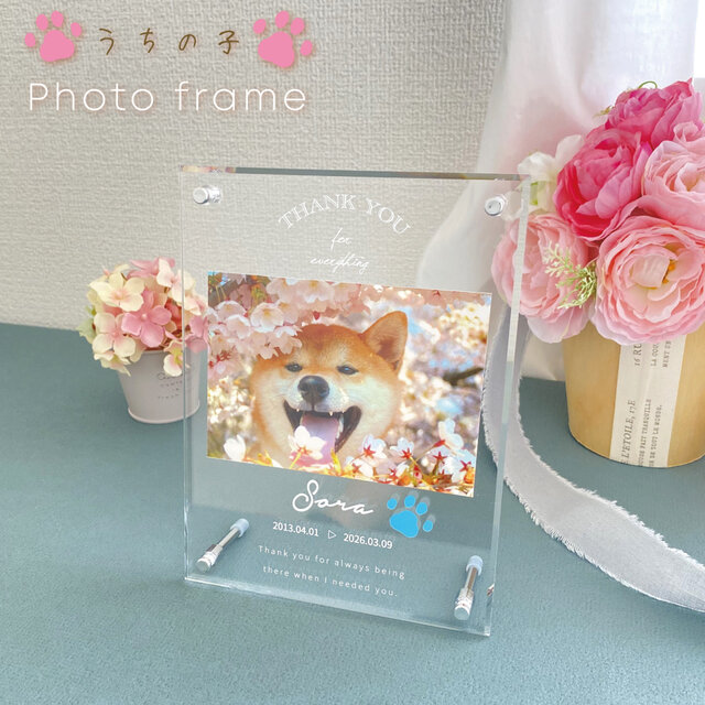 うちの子 フォトフレーム ペット メモリアル 写真立て 遺影 犬 猫 名