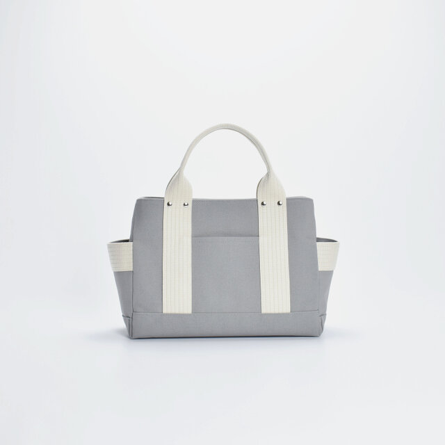【受注製作】スクエアキャンバストートM（ライトグレー×アイボリー）