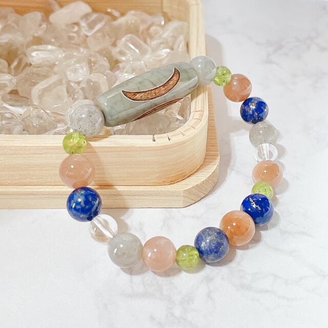 優しく癒され幸運を呼び込む/オレンジムーンストーン他/パワーストーン