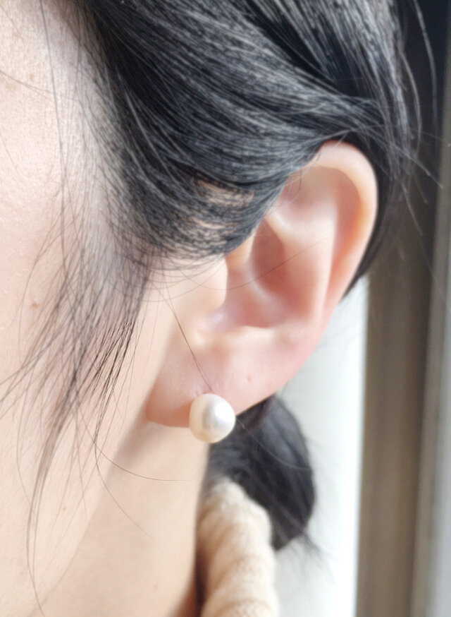 【K14GF】小粒こぼれバロックパール ピアス シンプル ナチュラルパール