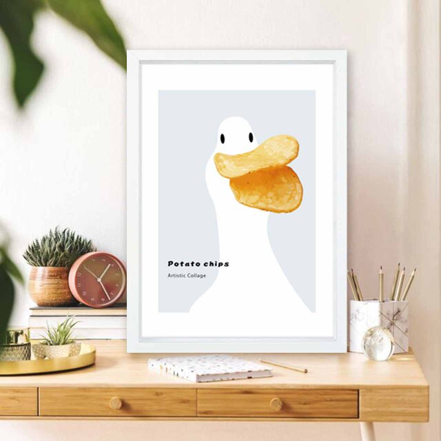 ポテトチップス アヒル 鳥 送料無料 イラスト A4〜A0 ポスター