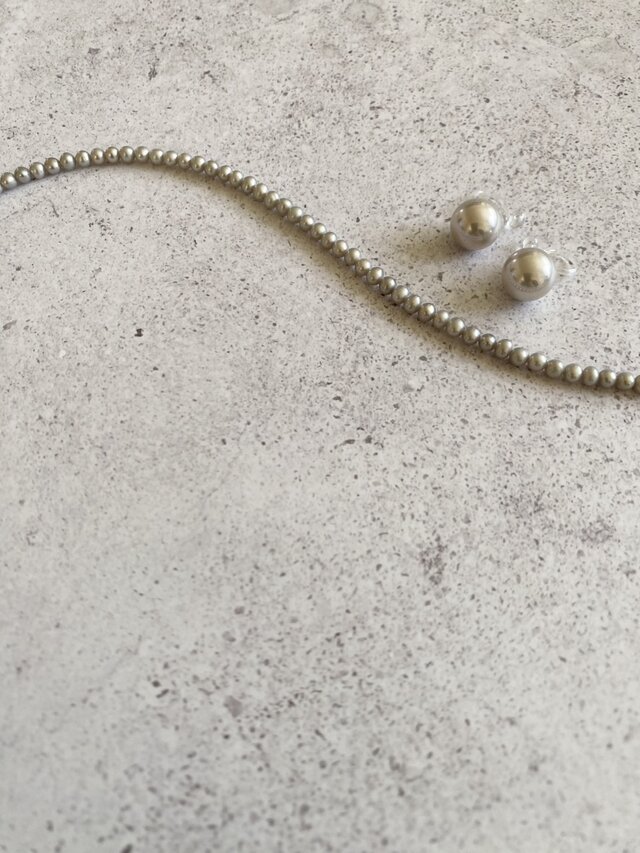 Pearls Necklaces:Gray Silver淡水パールネックレス43ｃｍ～48.5ｃｍ グレー/シルバーグレー