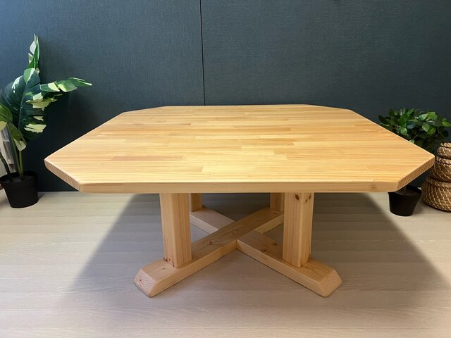 【在庫整理】 ローテーブル 八角形 90cm パイン ナチュラル 木組支柱脚 在庫整理】 ローテーブル 八角形 90cm パイン ナチュラル 木組支柱脚