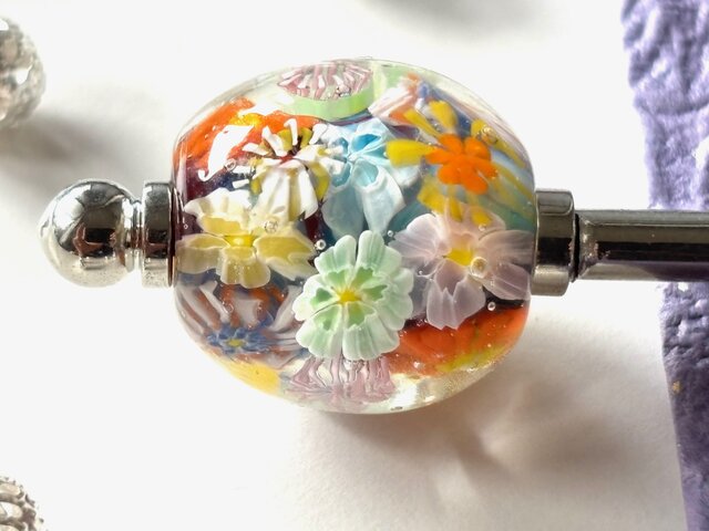 骨董　時代ガラス　超希少花象嵌　蜻蛉玉　風船型　取手付き　氷コップ　ウラン１客 骨董 時代ガラス 超希少花象嵌 蜻蛉玉 風船型 取手付き 氷コップ