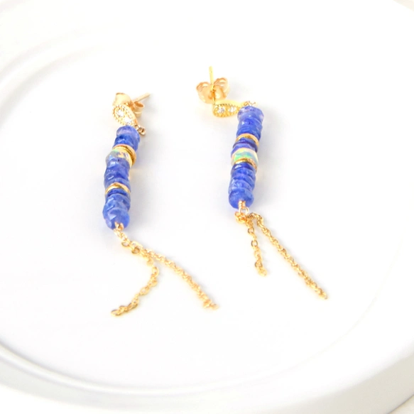 【SALE】プレシャスオパールネックレス＆ピアスセット（14kgf）② 現品】14kgf✳︎プレシャスオパールのドロップネックレス