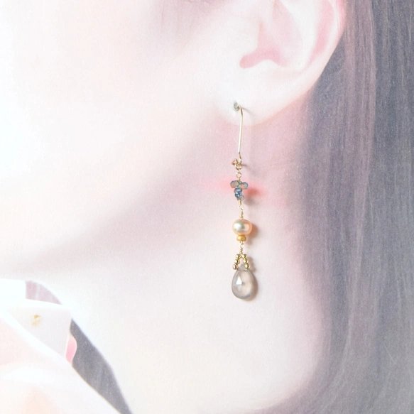 【0805】ピアス プレシャスオパール※超高品質 5mmプレシャスオパール◇14kgfピアス～宝石質AAA,4爪【10月