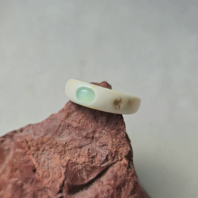 鹿の角 ブルーオパールのリング (約)13号