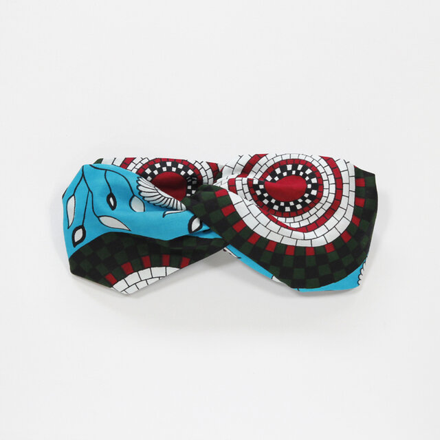 アフリカ布のクロスターバン（アフリカンプリント） ヘアバンド ヘアターバン