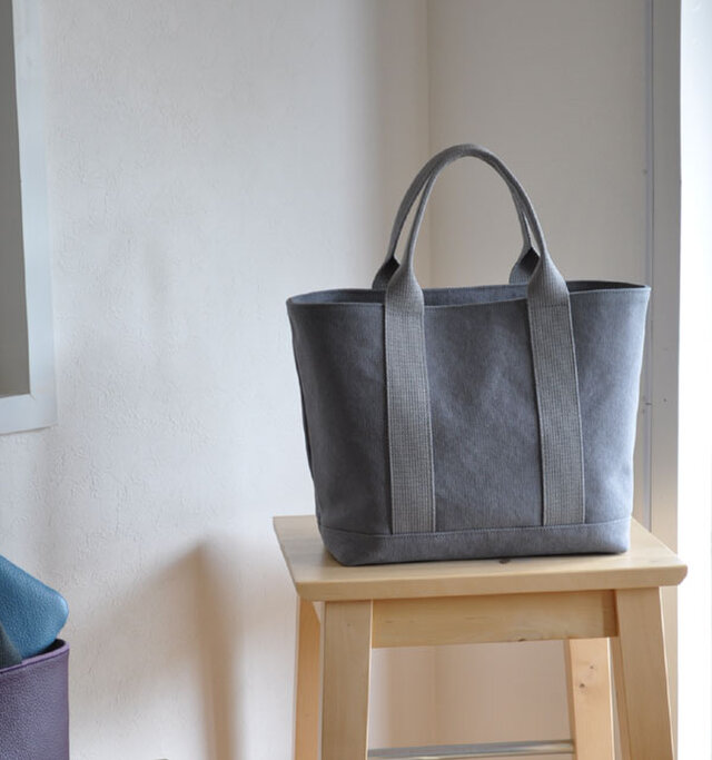 キャンバスシンプルトート　ミドルサイズ　グレー（ 限定生地 ）