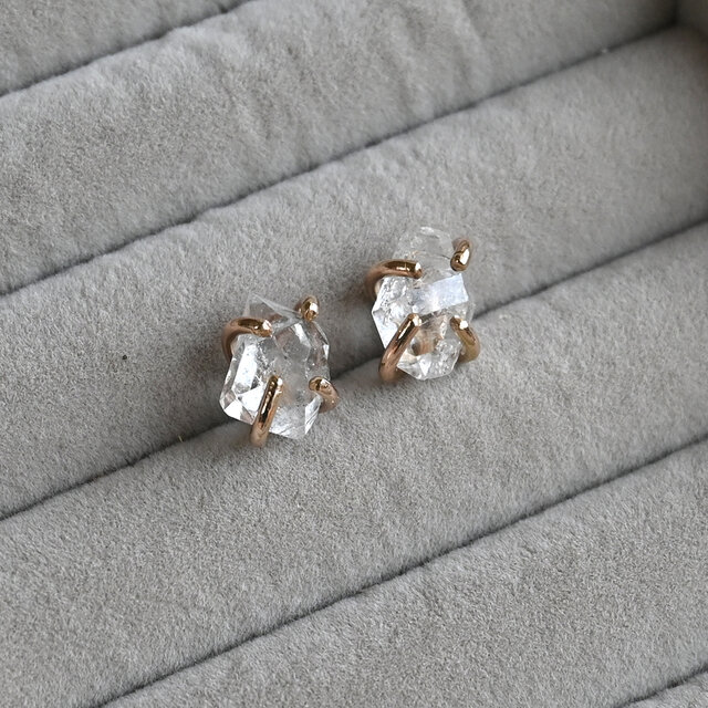 14kgf〉ハーキマーダイヤモンドのシャンデリアピアス ピアス