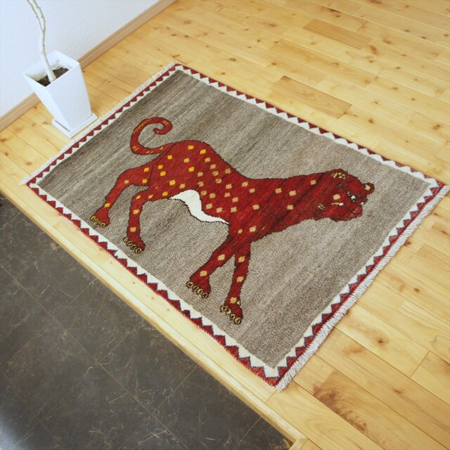 新規入荷】ペルシャ ギャッベ 玄関マット 88x63cm 黄金色 生命の