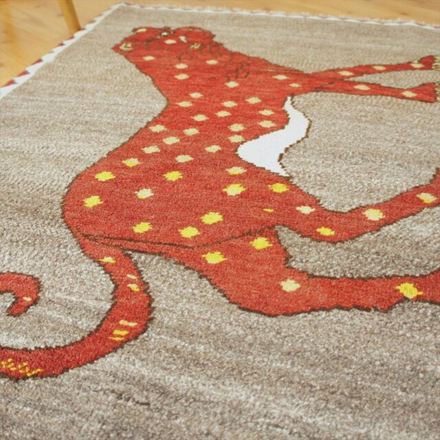 ペルシャ オールドギャッベ アマレバフト ラグ マット 115x80㎝ ヒョウ