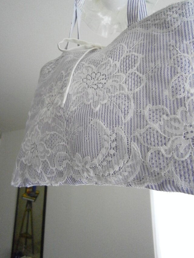 花lace×StripeLinen 小さなtote