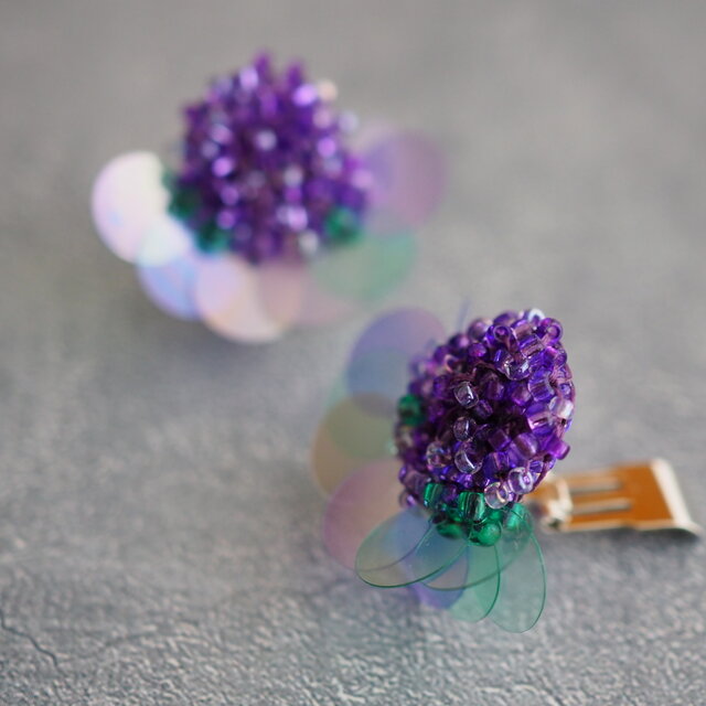 Beadspan round 粒々 』（紫陽花）イヤリング/ピアス【受注】 | iichi