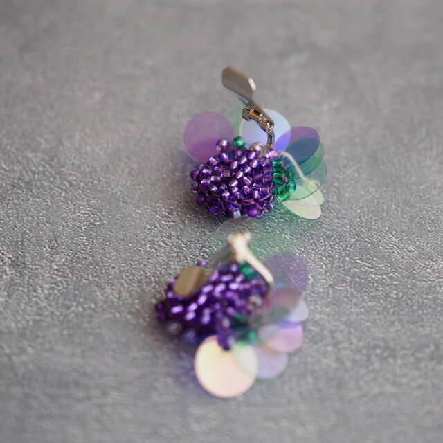 Beadspan round 粒々 』（紫陽花）イヤリング/ピアス【受注】 | iichi
