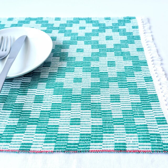 北欧手織りフリークロス＋ランチョンマット（グリーン）