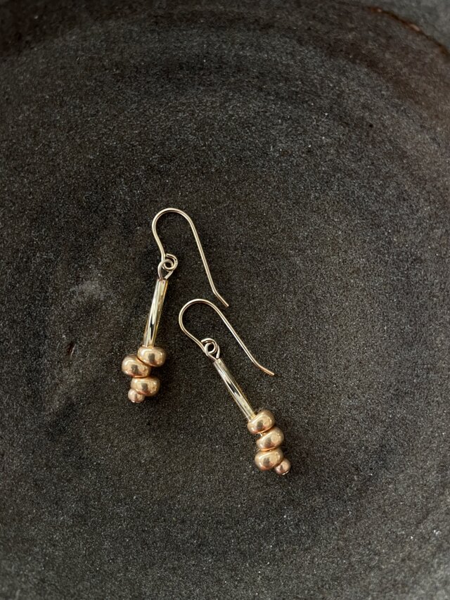 メタリックビーズピアス no.074