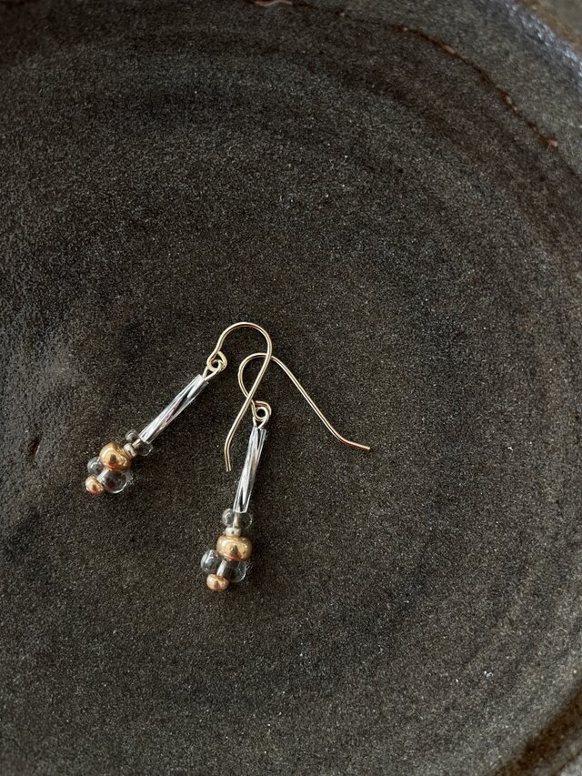 メタリックビーズピアス no.077