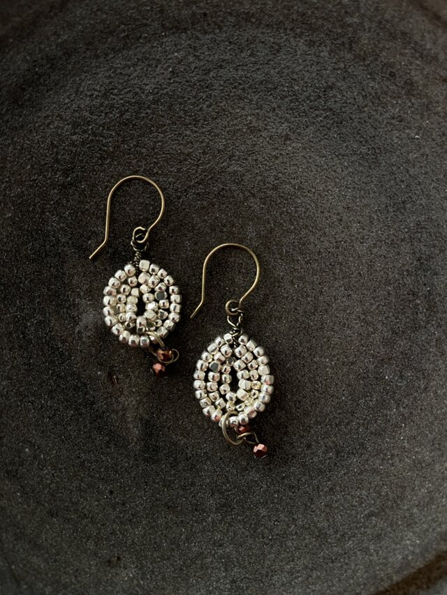 メタリックビーズピアス no.080