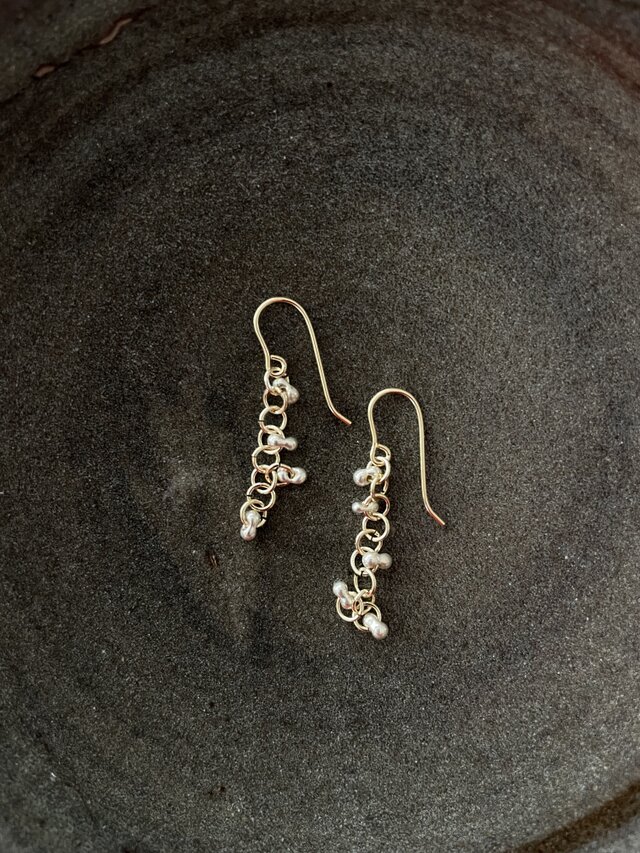 メタリックビーズピアス no.082