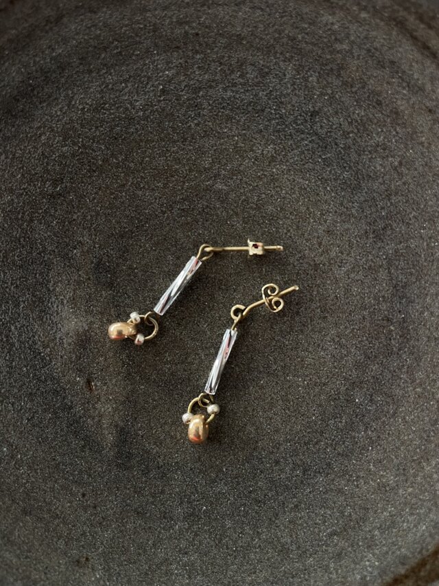 メタリックビーズピアス no.085