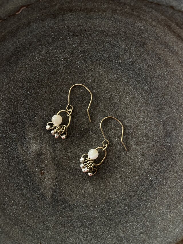 メタリックビーズピアス no.087