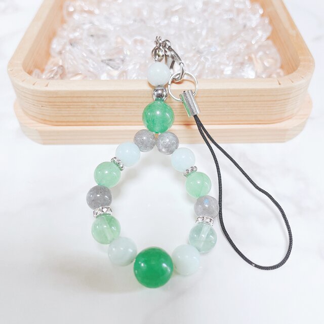 【再販10点以上】強力に浄化し持ち主を守る アベンチュリン ラブラドライト パワーストーン 天然石ストラップNo108S