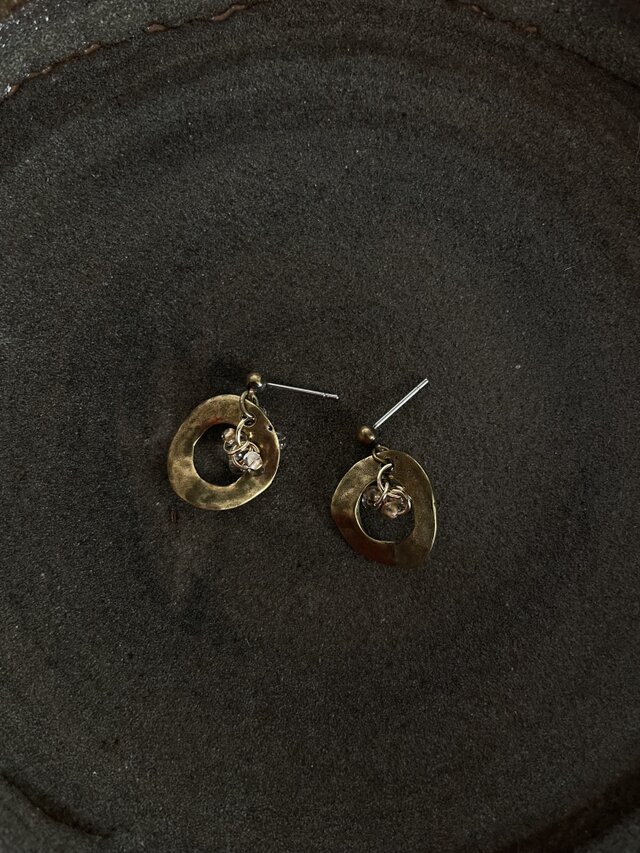 メタリックビーズピアス no.090