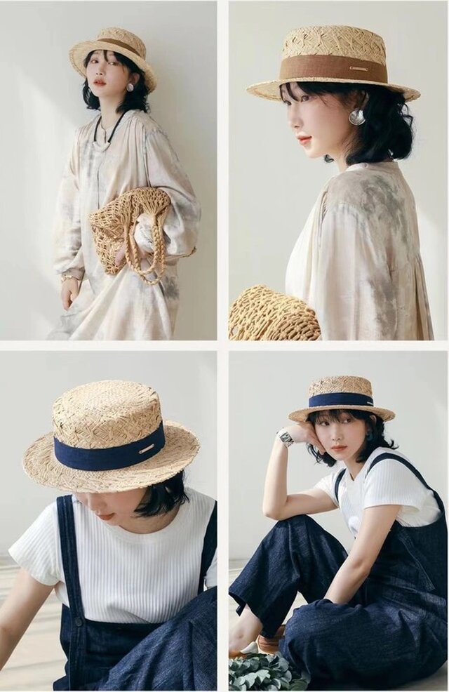 ラフィアハット、麦わら帽子 夏帽子 大人 ストローハット