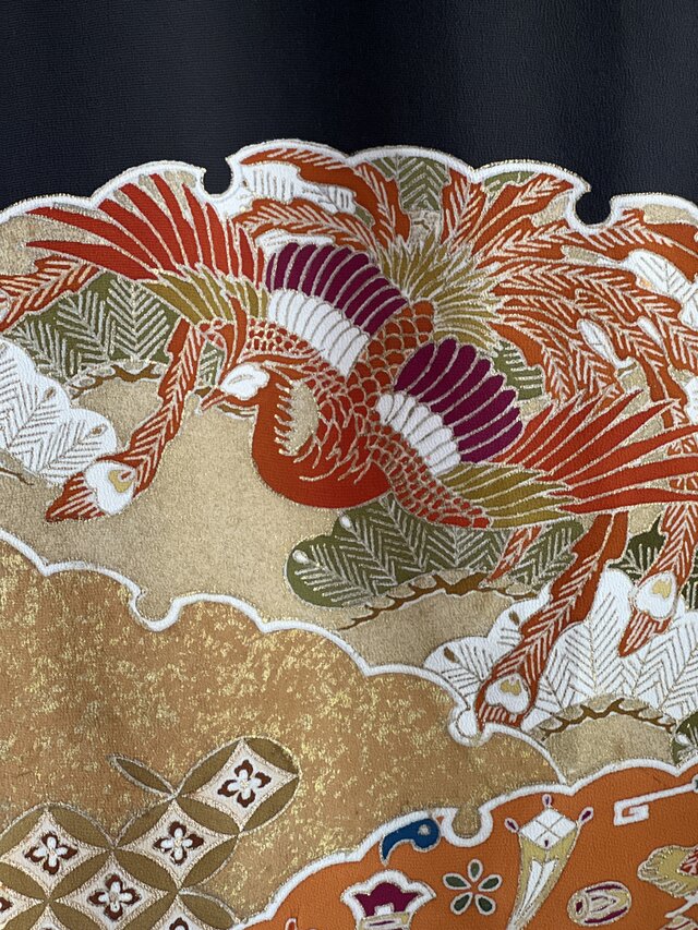 着物リメイク暖簾、鳳凰、留袖、横〜115–丈〜133 | iichi 日々の