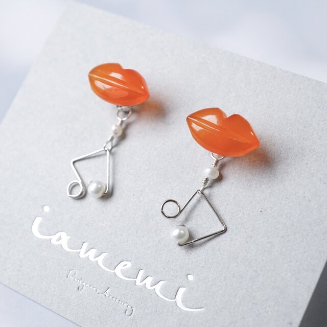 【カーネリアン】「囁く音符」2wayピアス