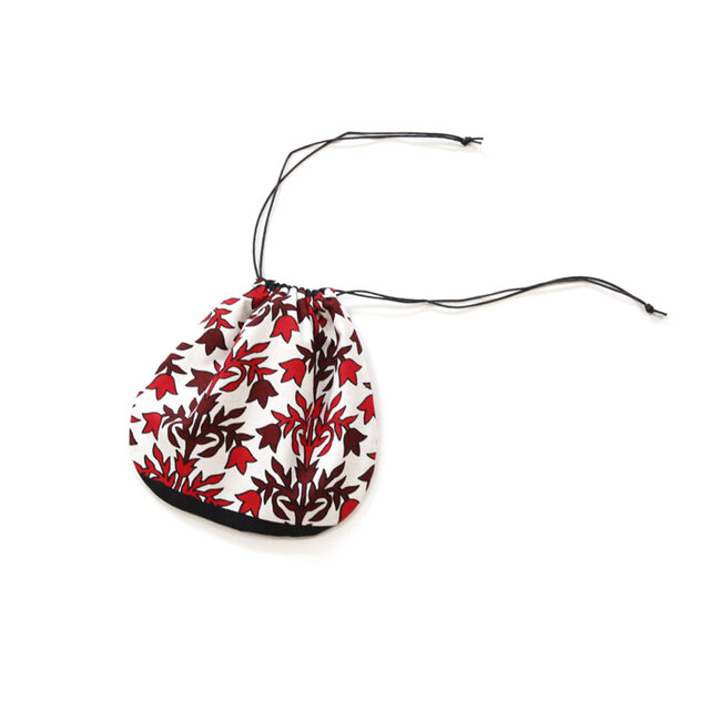 カンガの巾着袋（リーフ）インナーバッグ / 小物入れ / コップ袋 / 内袋