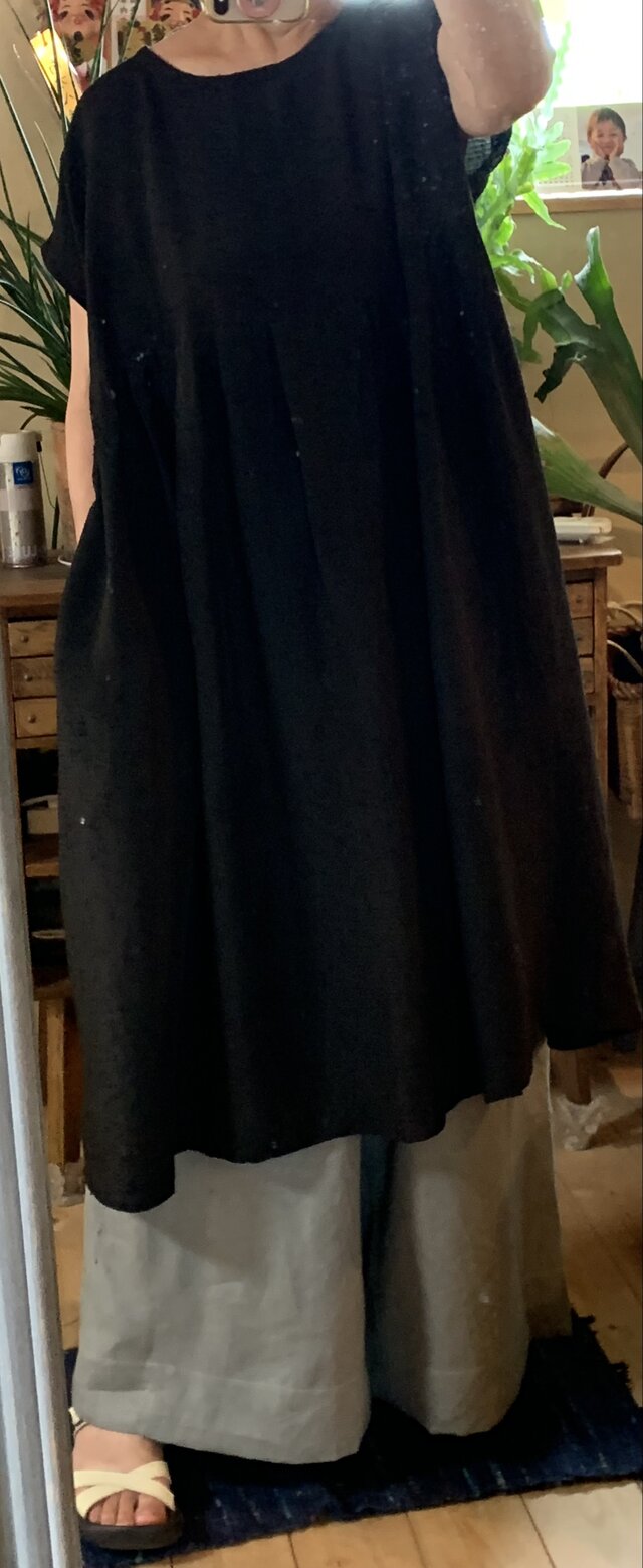 正絹段織着物解からギャザーワンピース