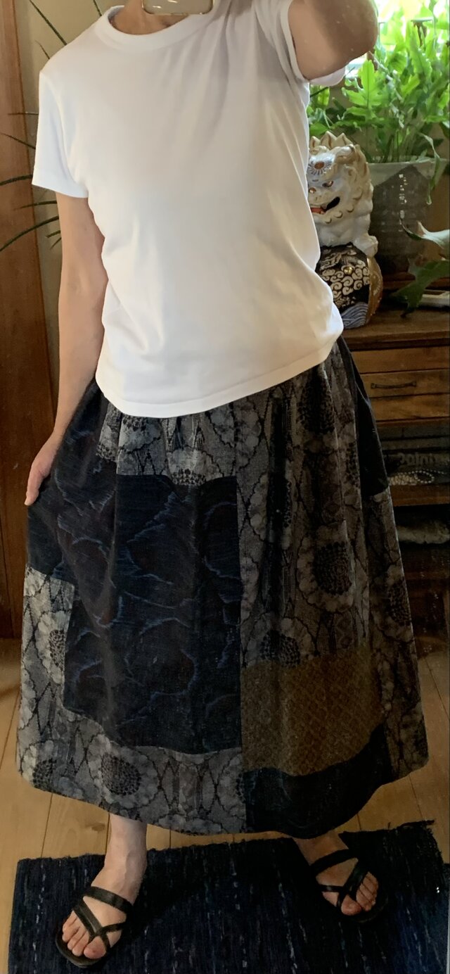 大島着物解からギャザースカート