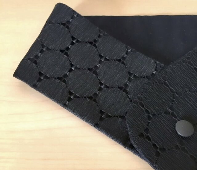 すずᕱ⑅ᕱ︎様　ネッククーラー　アイスノンカバー　コットン　綿麻　黒　カーキ　7点 ネッククーラーカバー】 上品レース生地 サークル柄 ブラック